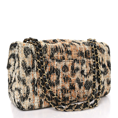 Chanel Tweed Mixed Fibers Leopard Print Small Souplissimo Maxi Flap Brown Black White 2 of 10
