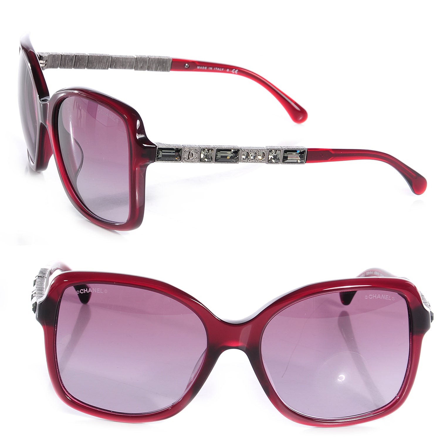 Chanel Crystal Baguette CC Square Sunglasses 5308 Red 1 of 7