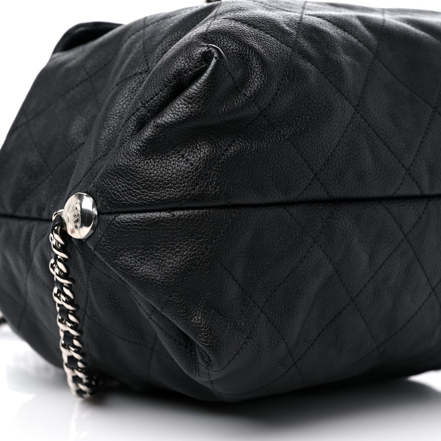 Grained Calfskin Stitched Braided With Style Backpack Black
