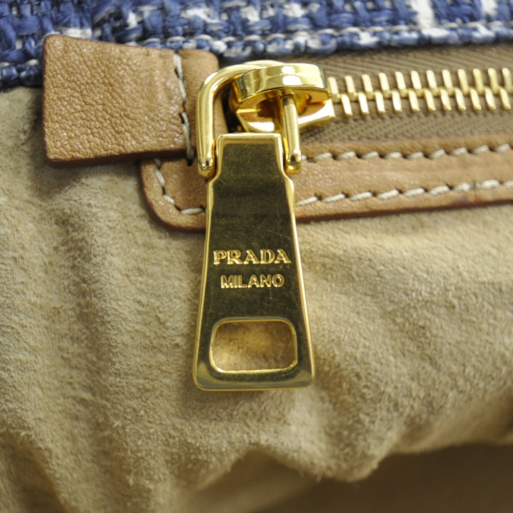 Tweed Medium Shoulder Bag Blue