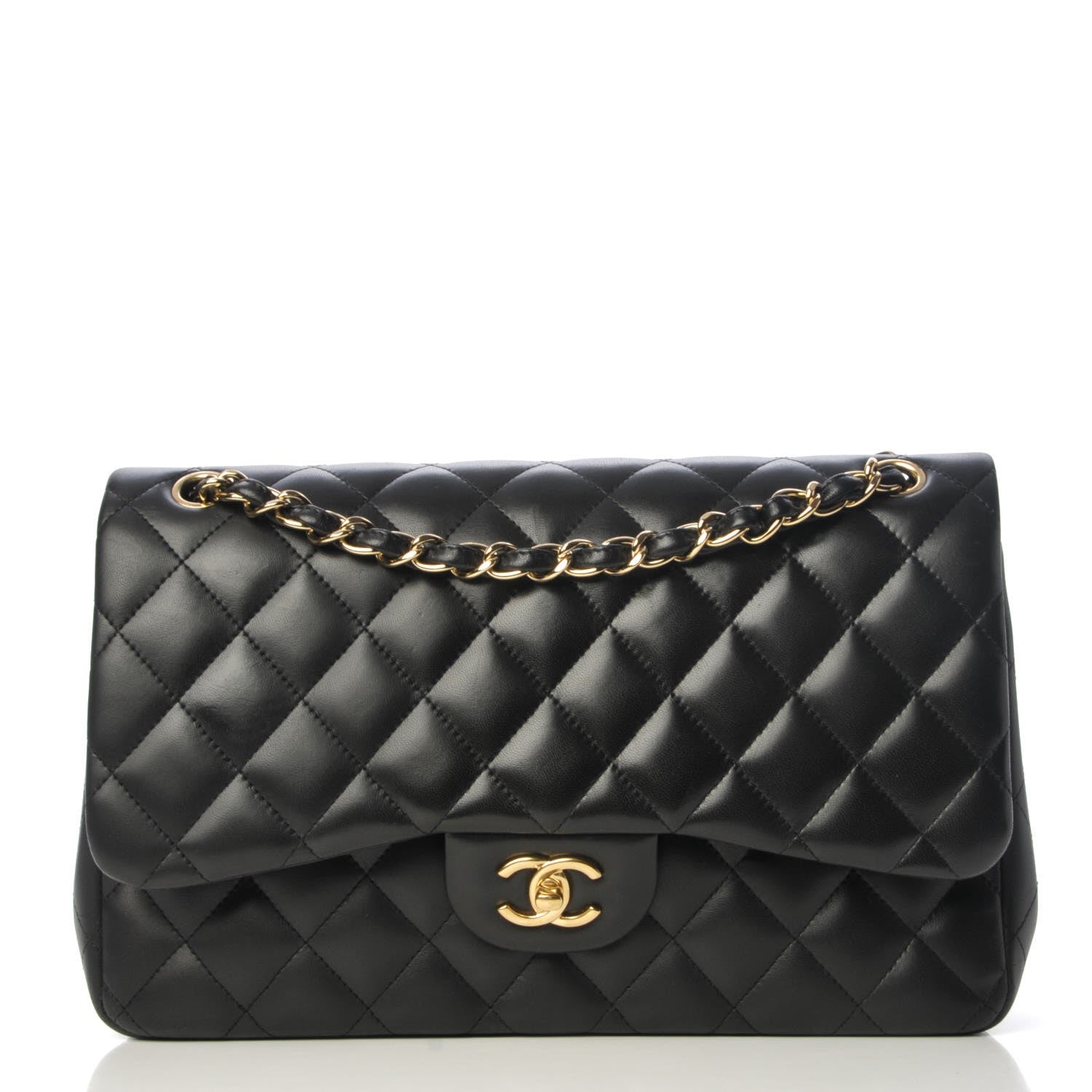 Chanel Lambskin Quilted Jumbo Double Flap Black 1 of 9
