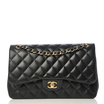 Chanel Lambskin Quilted Jumbo Double Flap Black 1 of 9