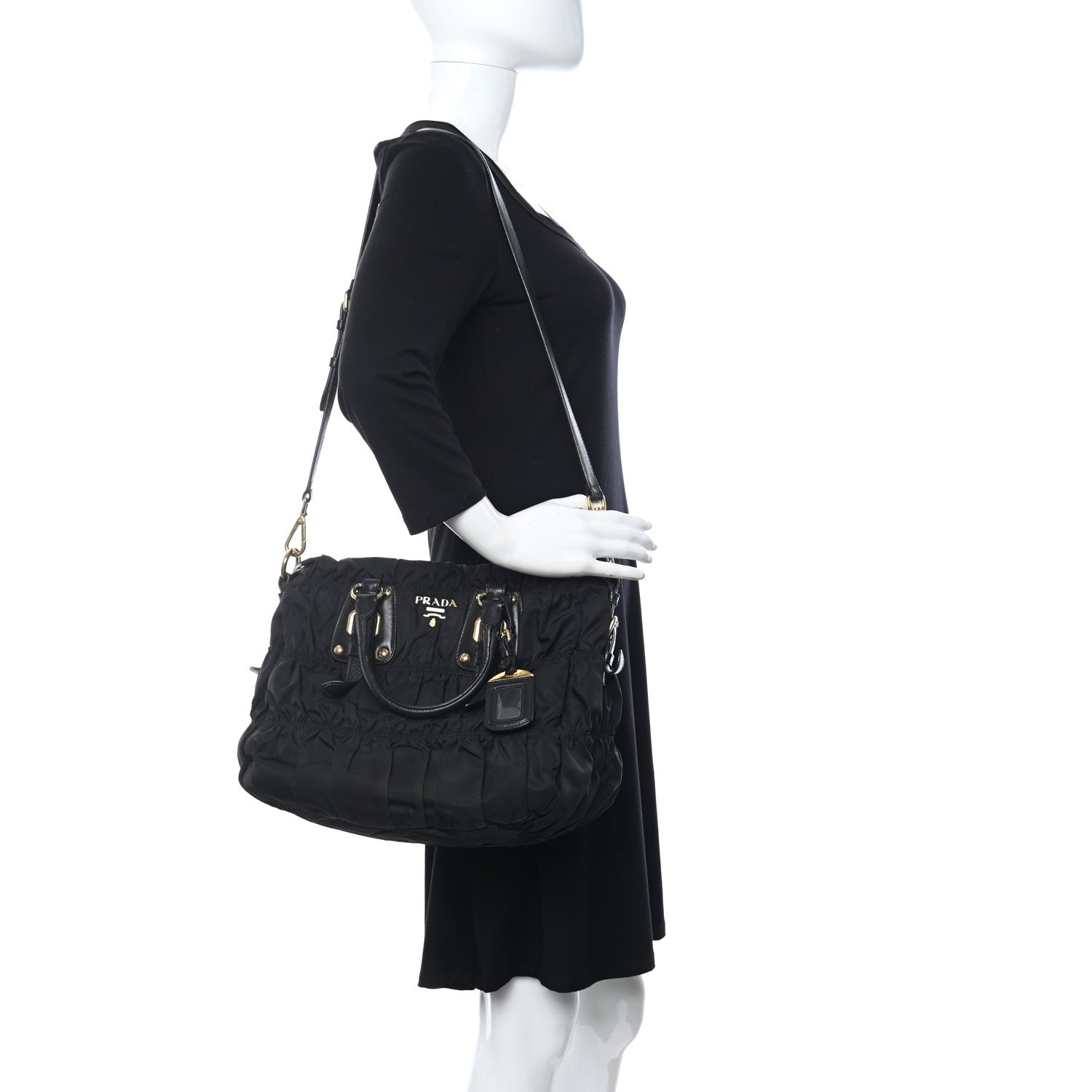 Prada Tessuto Nylon Gaufre Tote Black 2 of 12