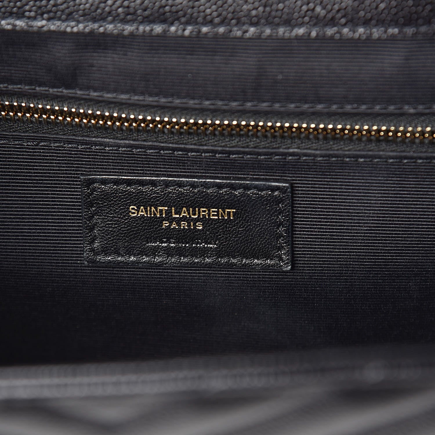 Saint Laurent Grain De Poudre Matelasse Chevron Large Monogram Satchel Black 6 of 8