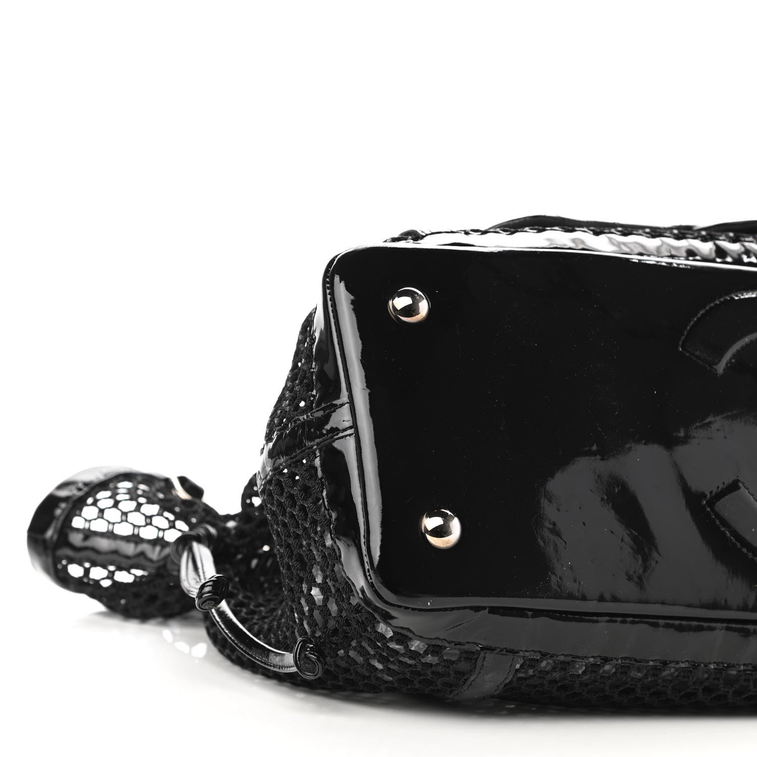 Chanel Patent Net Large La Madrague Tote Black 9 of 10