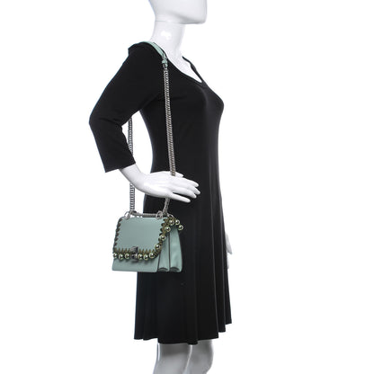 Fendi Vitello Liberty Ribbon Pearl Lace Up Small Kan I Shoulder Bag Pale Blue 2 of 9