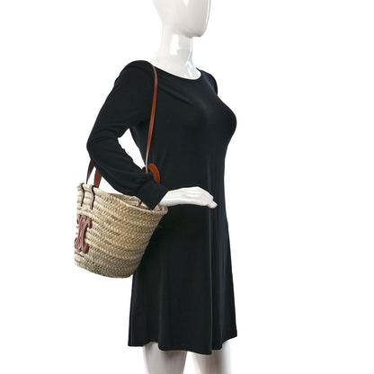 Celine Raffia Calfskin Triomphe Teen Panier Tan 2 of 9