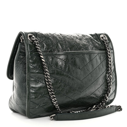 Saint Laurent Crinkled Calfskin Matelasse Monogram Medium Niki Chain Satchel Military Olive 3 of 11