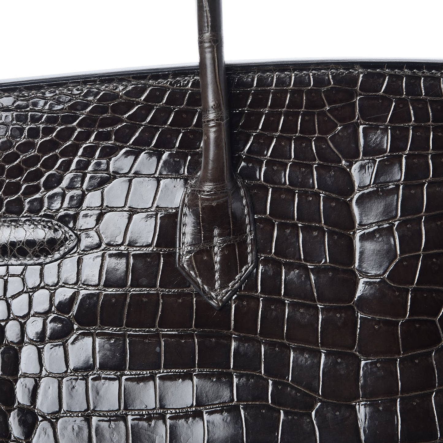 Shiny Porosus Crocodile Birkin 35 Graphite