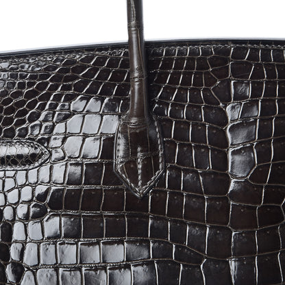 Hermes Shiny Porosus Crocodile Birkin 35 Graphite 27 of 38