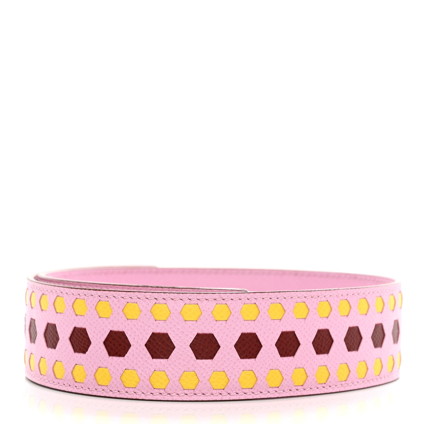 Epsom 30mm Hexagone Tressage Shoulder Strap Mauve Sylvestre Rouge H Jaune De Naples