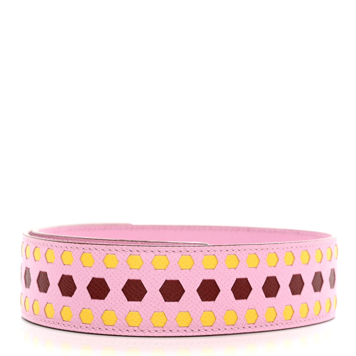 Hermes Epsom 30mm Hexagone Tressage Shoulder Strap Mauve Sylvestre Rouge H Jaune De Naples 2 of 5