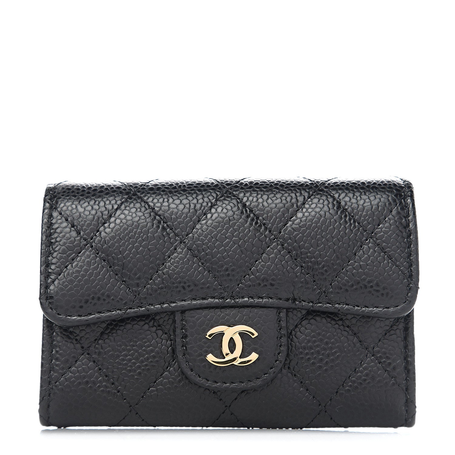 Chanel Caviar Quilted Flap Card Holder Wallet Black 1 of 8