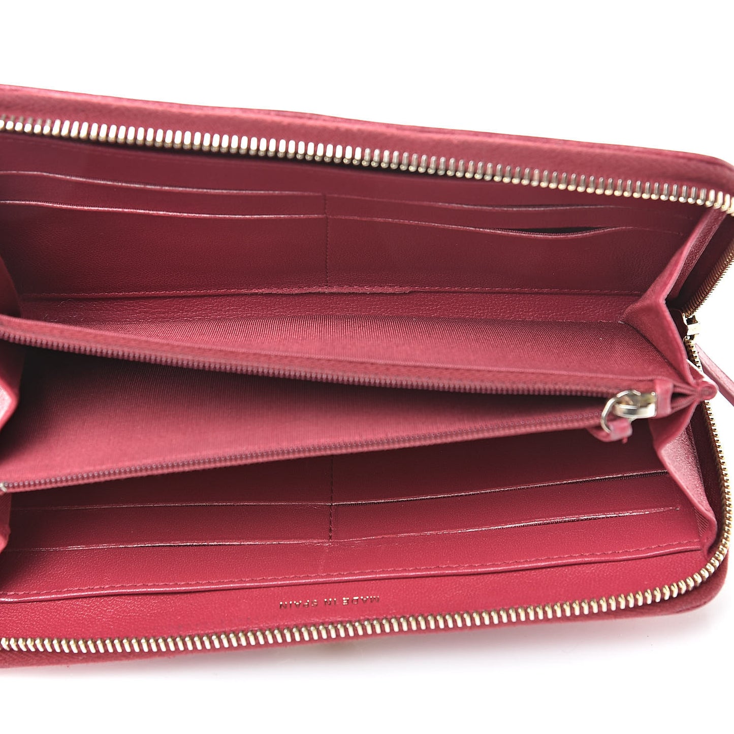 Sheepskin Chevron Quilted Mademoiselle Vintage Zip Around Wallet Dark Pink