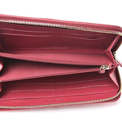 Chanel Sheepskin Chevron Quilted Mademoiselle Vintage Zip Around Wallet Dark Pink 5 of 20