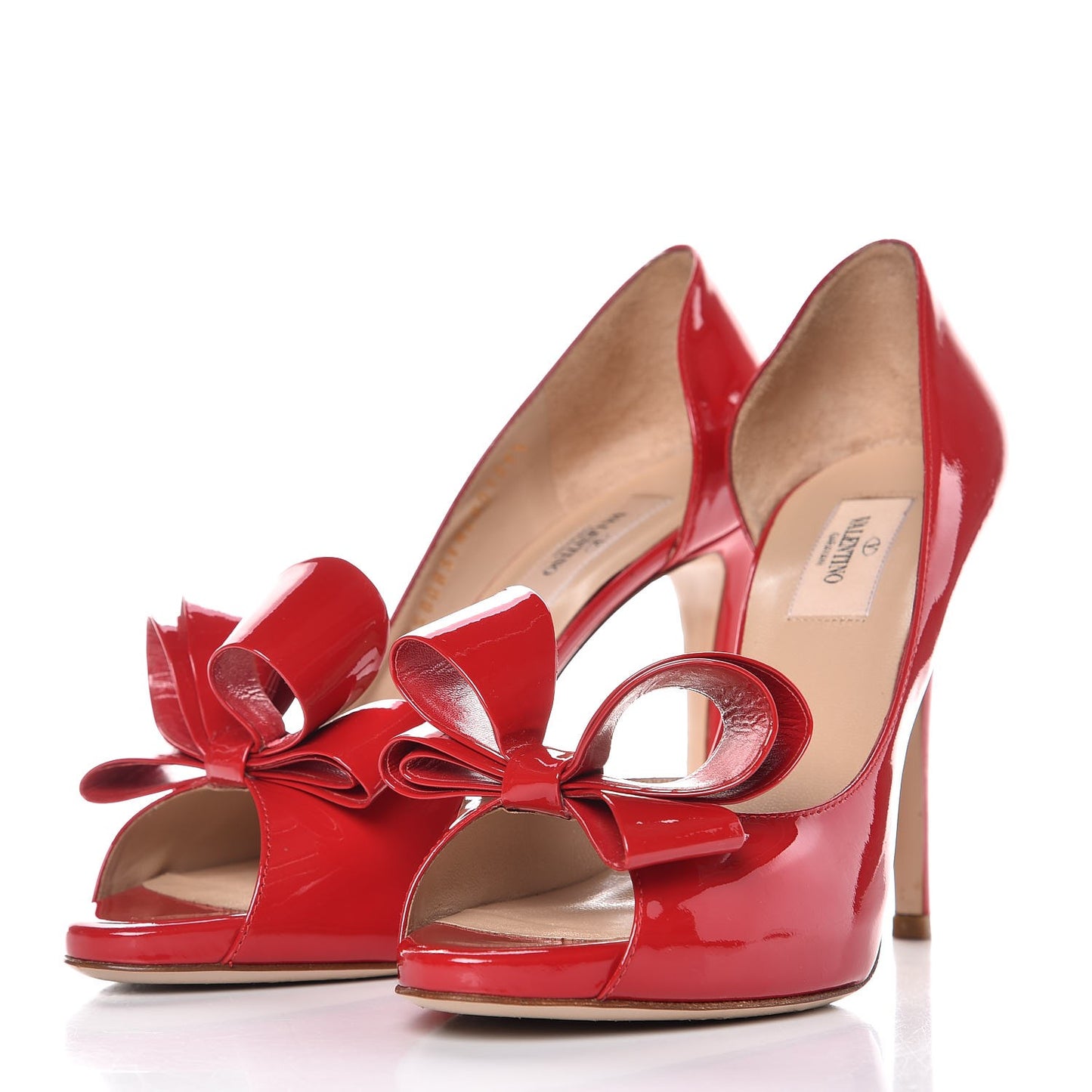 Patent Couture Bow Peep Toe d'Orsay 15/110mm Pumps 39.5 Rosso Valentino