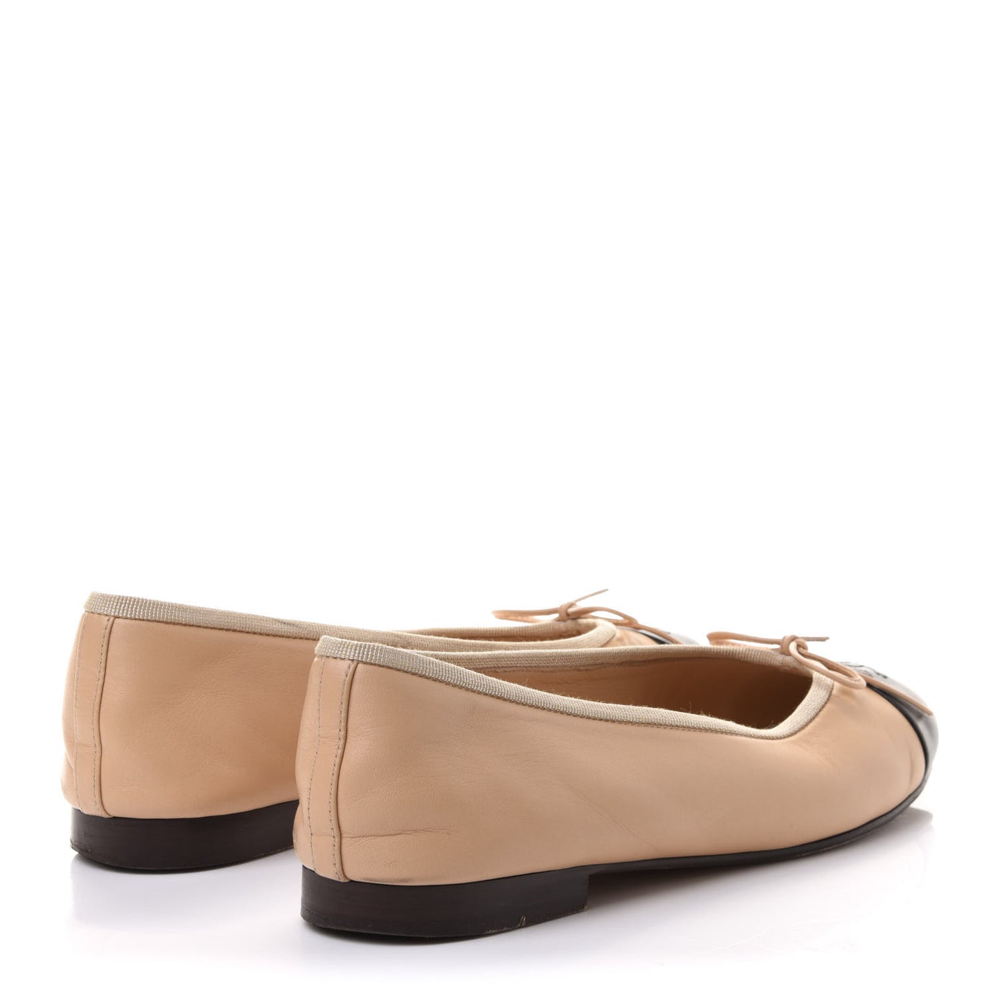 Lambskin Cap Toe CC Ballerina Flats 39 Beige Black