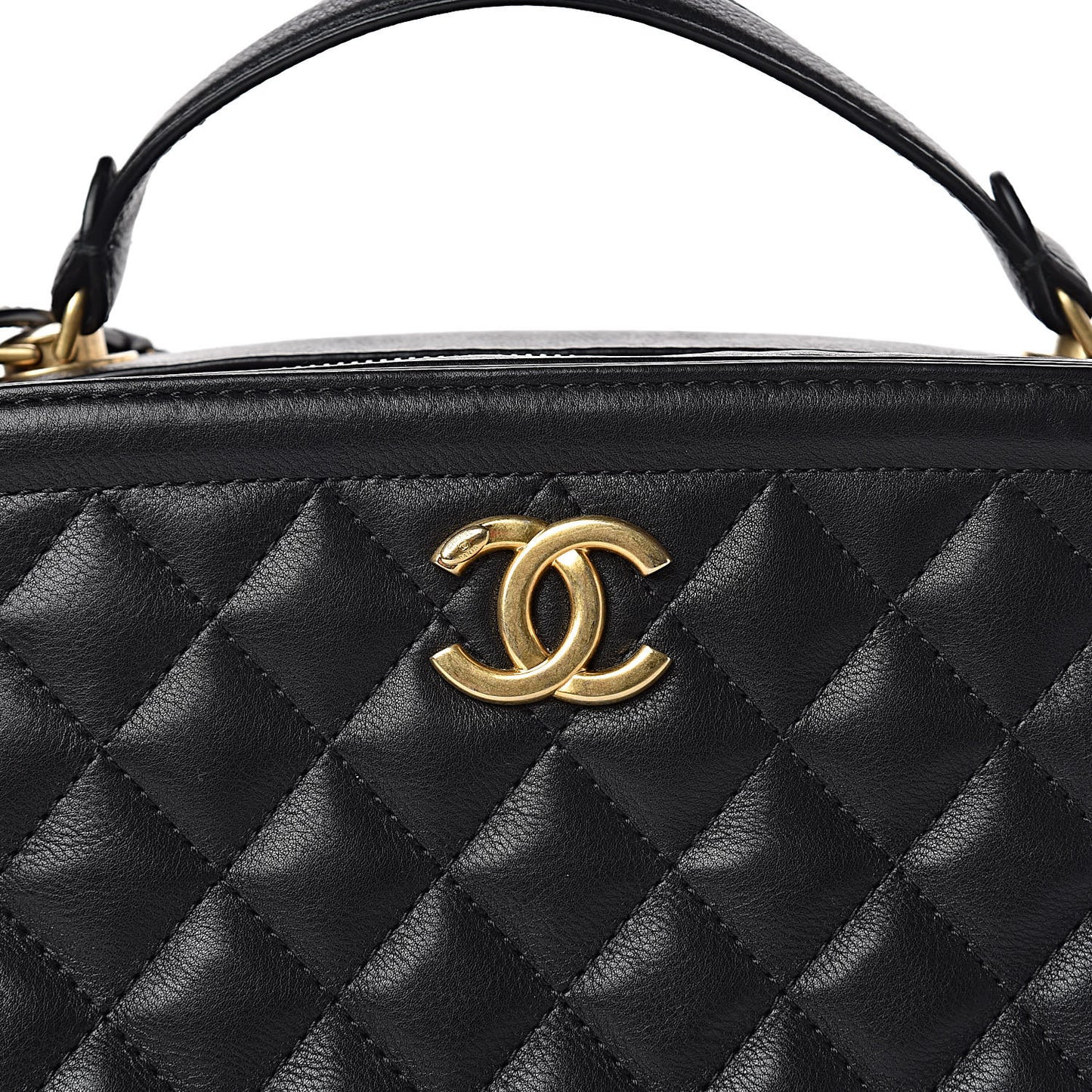 Calfskin Quilted CC Medium Vanity Case Black