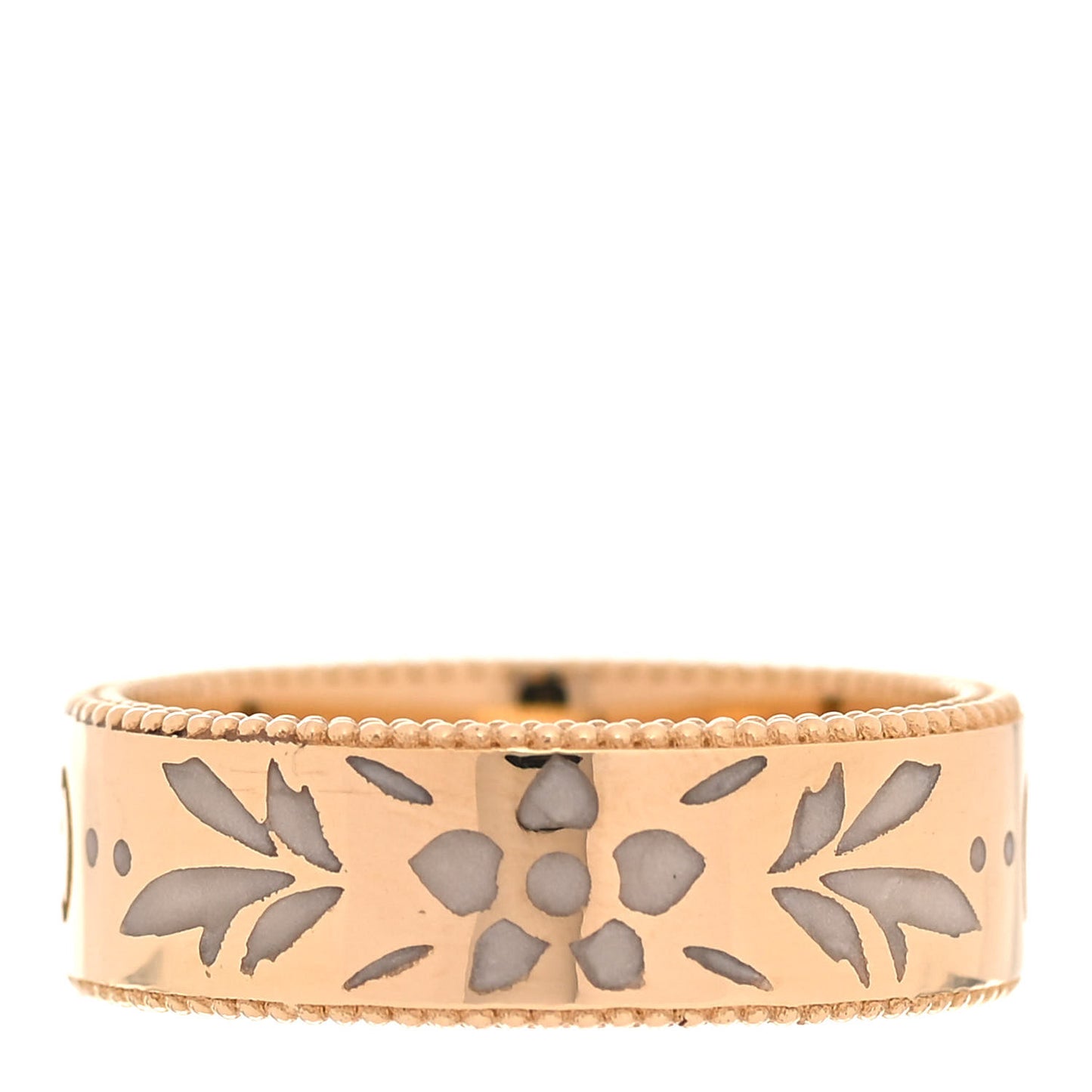 18K Yellow Gold Enamel 6mm Icon Blooms Ring 52 6