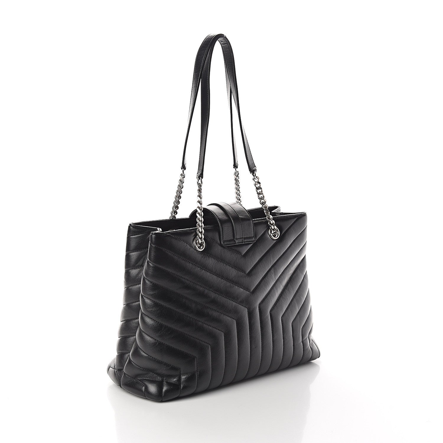 Saint Laurent Calfskin Y Quilted Monogram Large Loulou Shopper Black 2 of 8