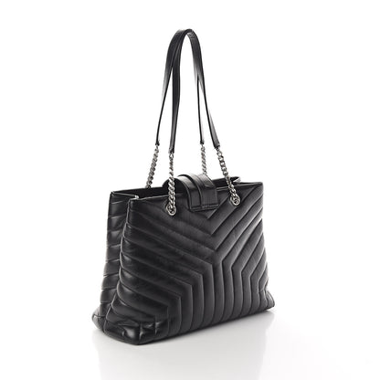 Saint Laurent Calfskin Y Quilted Monogram Large Loulou Shopper Black 2 of 8