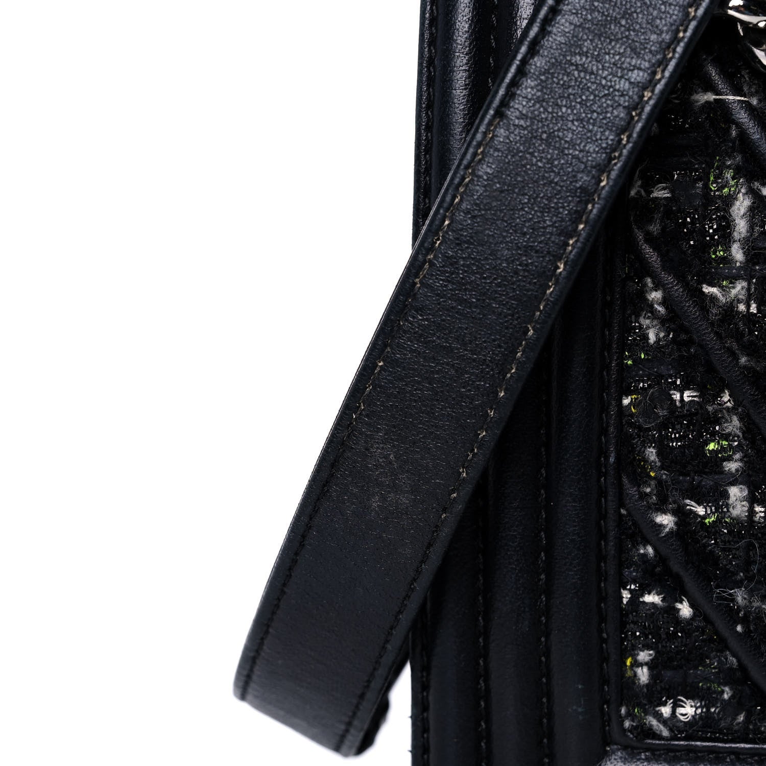 Chanel Lambskin Tweed Woven Medium Chevron Boy Flap Black 11 of 15