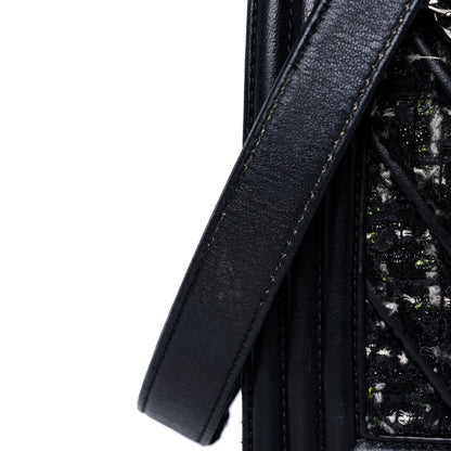 Chanel Lambskin Tweed Woven Medium Chevron Boy Flap Black 11 of 15