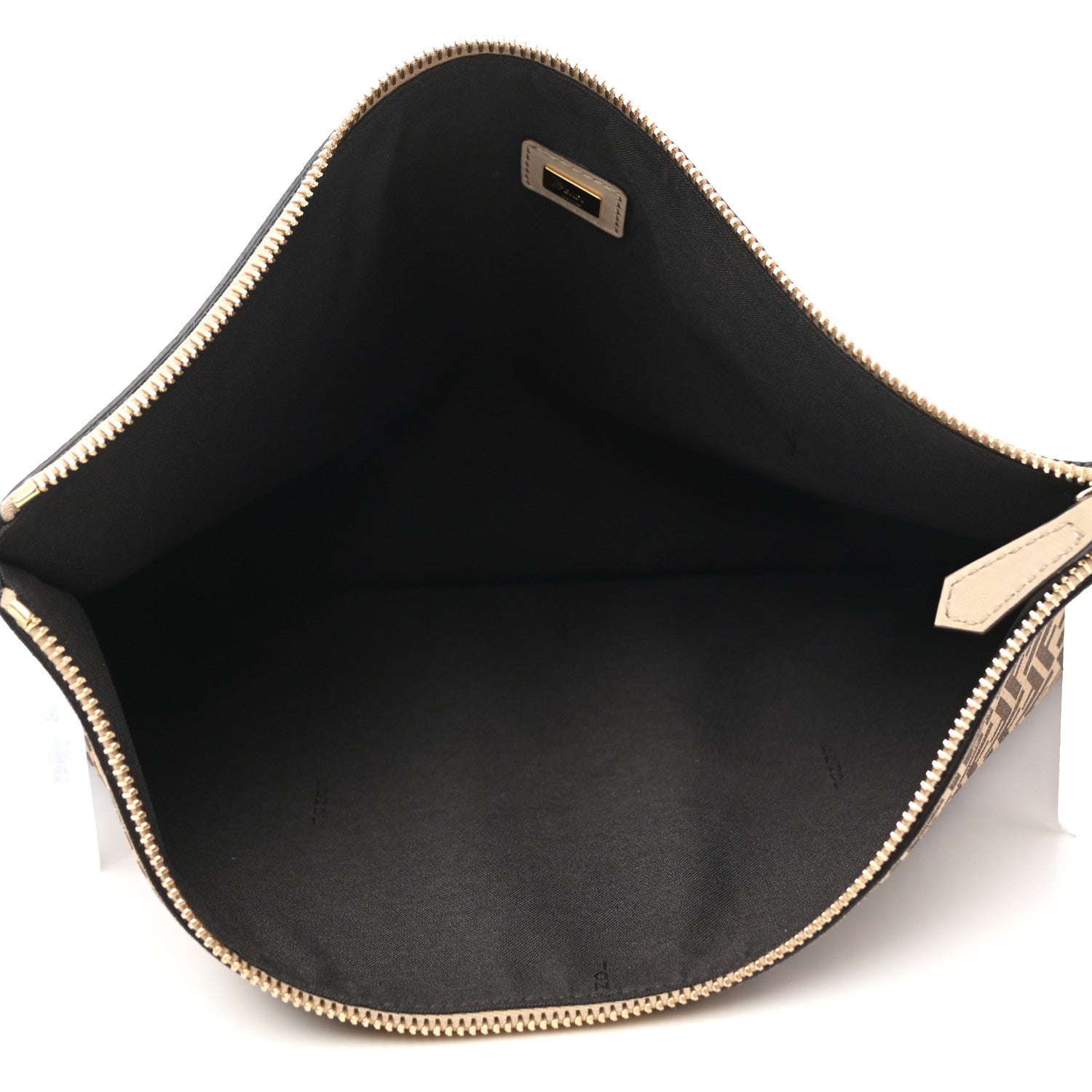 Fendi Suede Vitello Grace Micro FF Large Flat Pouch Nude Spring Maya 5 of 8