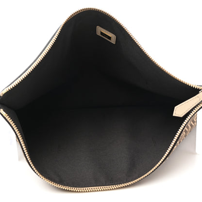 Fendi Suede Vitello Grace Micro FF Large Flat Pouch Nude Spring Maya 5 of 8
