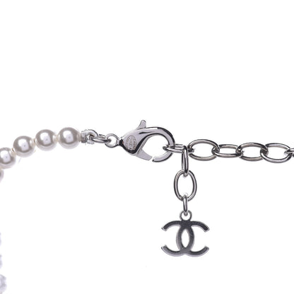 Chanel Pearl Crystal Star CC Multi Strand Necklace Pearly White Silver 4 of 5