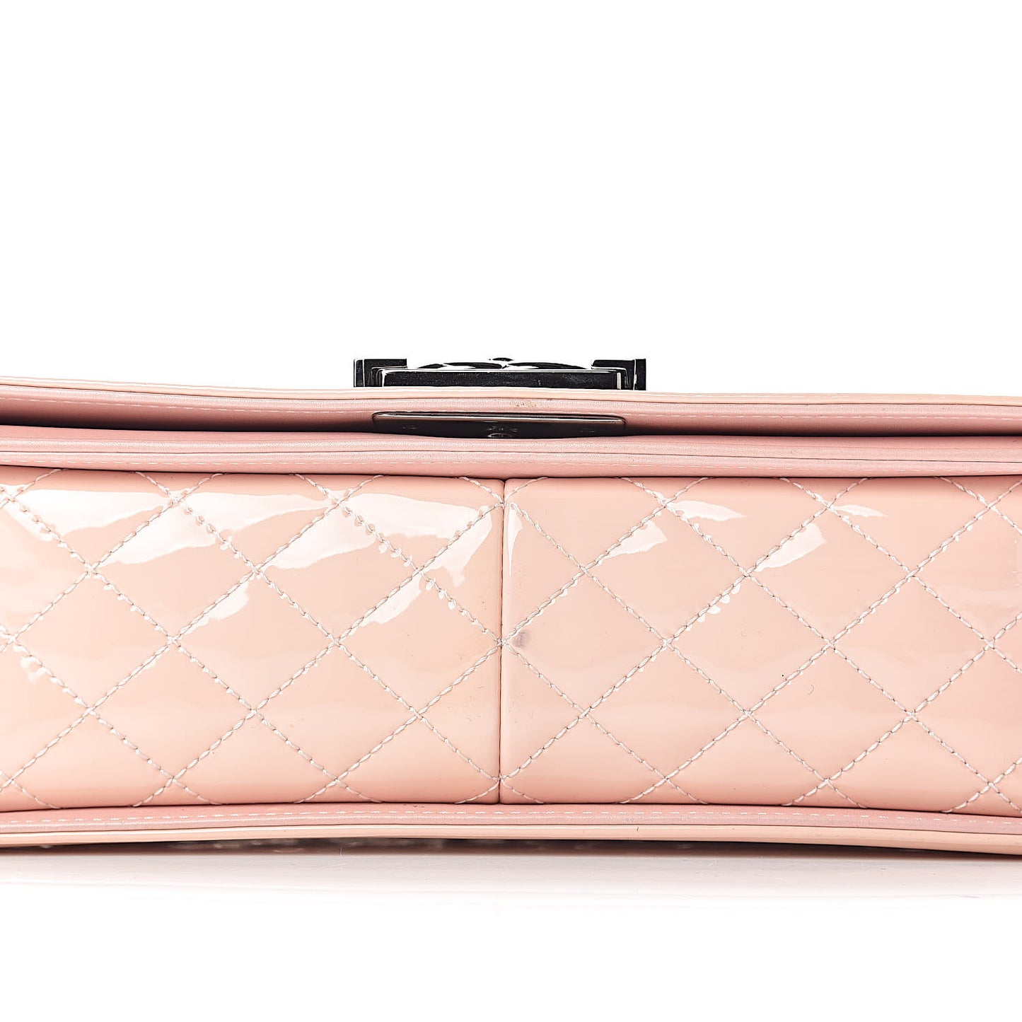 Patent Chevron Quilted Medium Boy Flap Light Pink