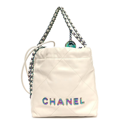 Chanel Shiny Calfskin Quilted Rainbow Mini Chanel 22 White 1 of 11