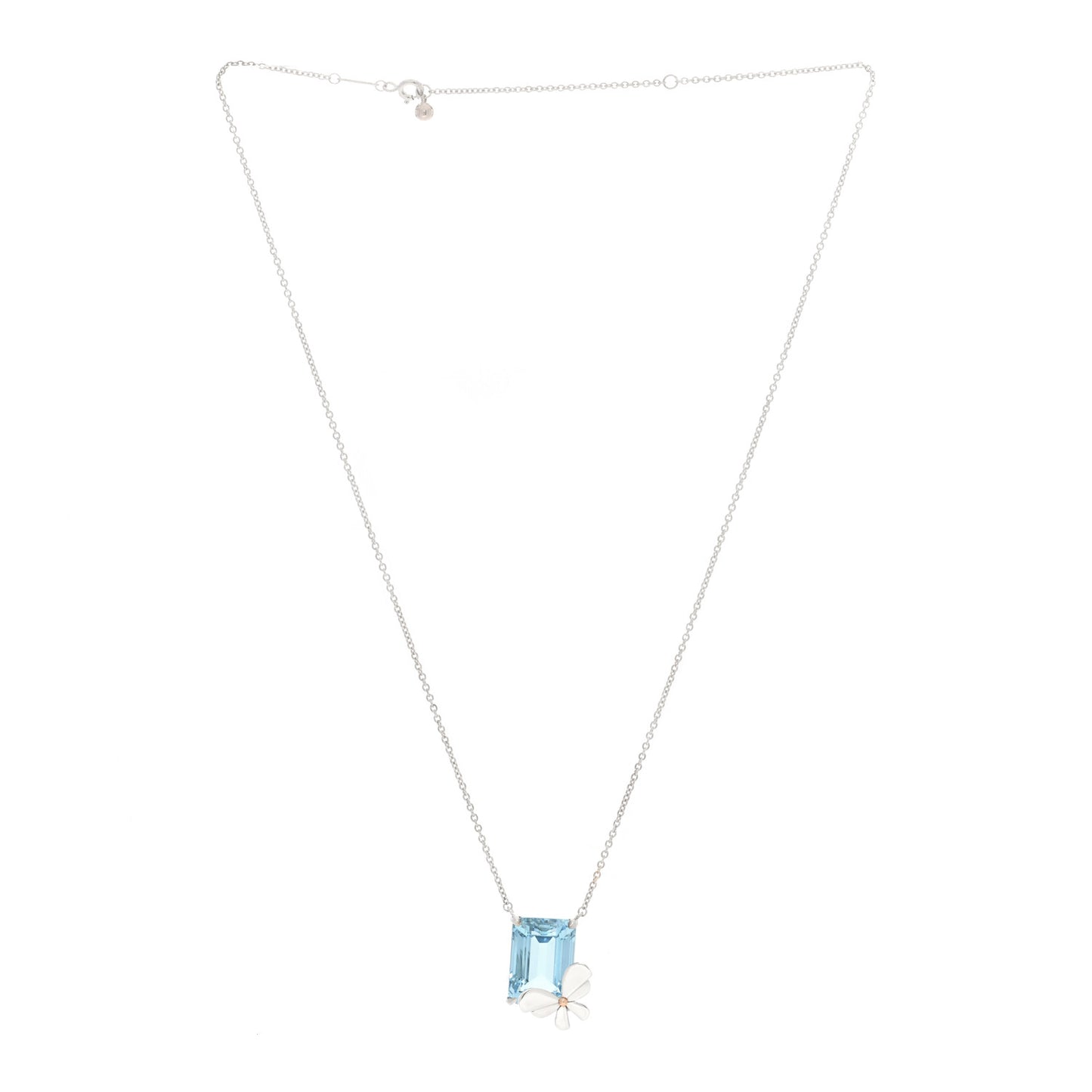 Sterling Silver 18K Rose Gold Blue Topaz Return to Tiffany Love Bugs Necklace