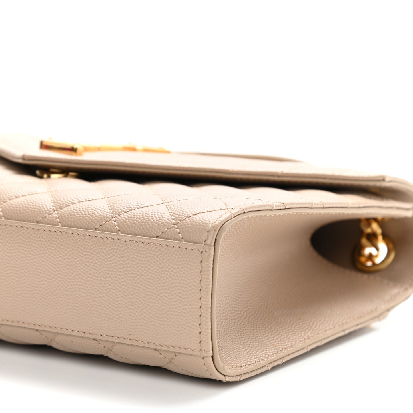 Grain De Poudre Textured Mixed Matelasse Medium Triquilt Monogram Satchel Dark Beige