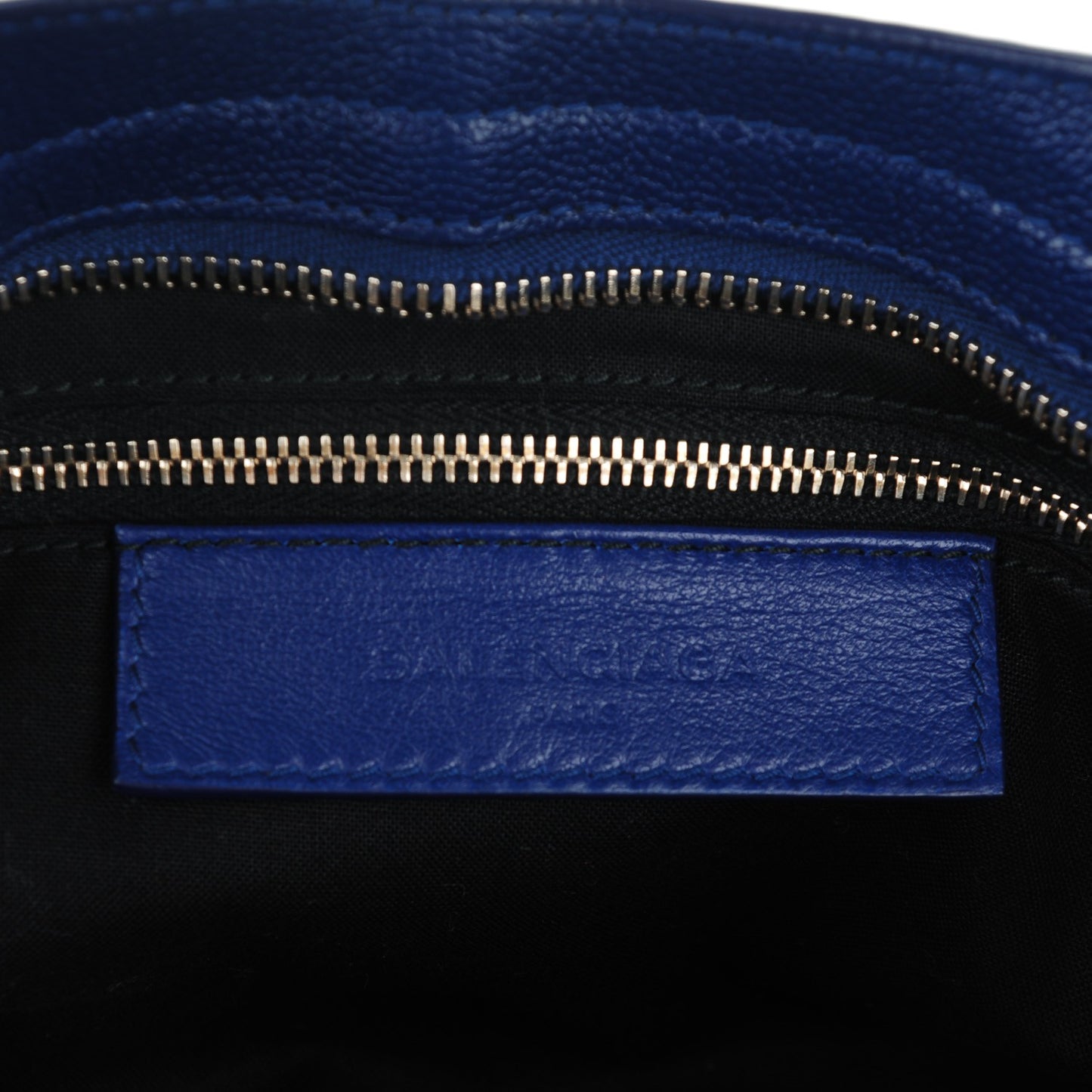 Chevre Metallic Silver Hardware Edge City Bleu Roi