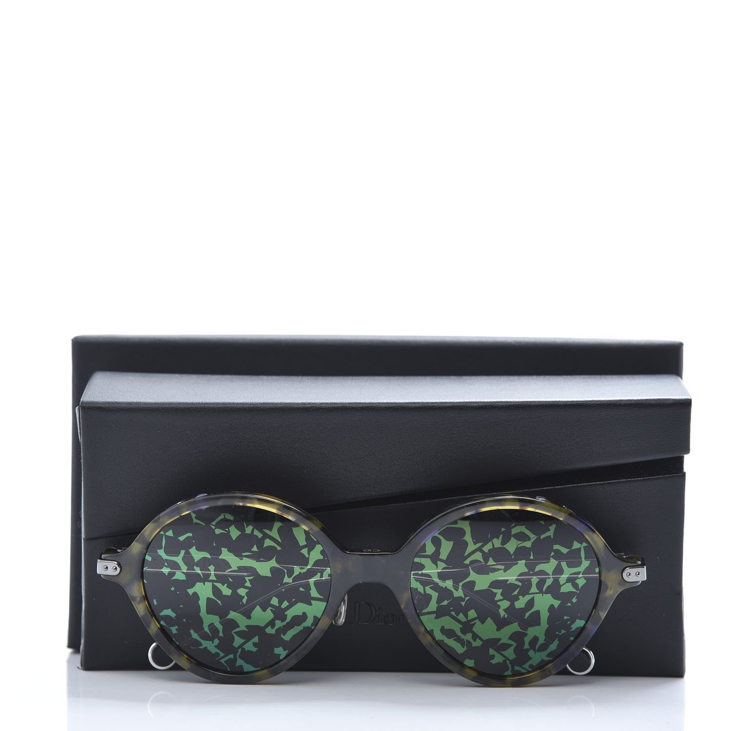 Christian Dior Acetate Leaf Print Umbrage Round Sunglasses Green Foliage 7 of 7
