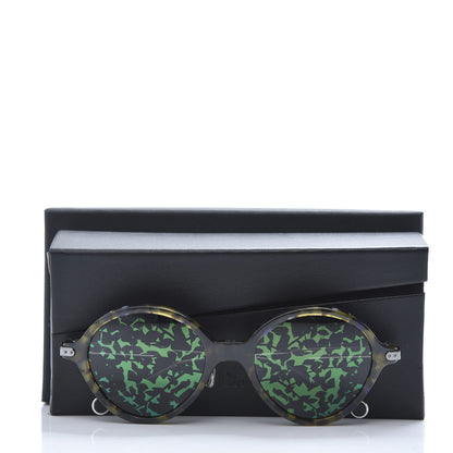 Christian Dior Acetate Leaf Print Umbrage Round Sunglasses Green Foliage 7 of 7
