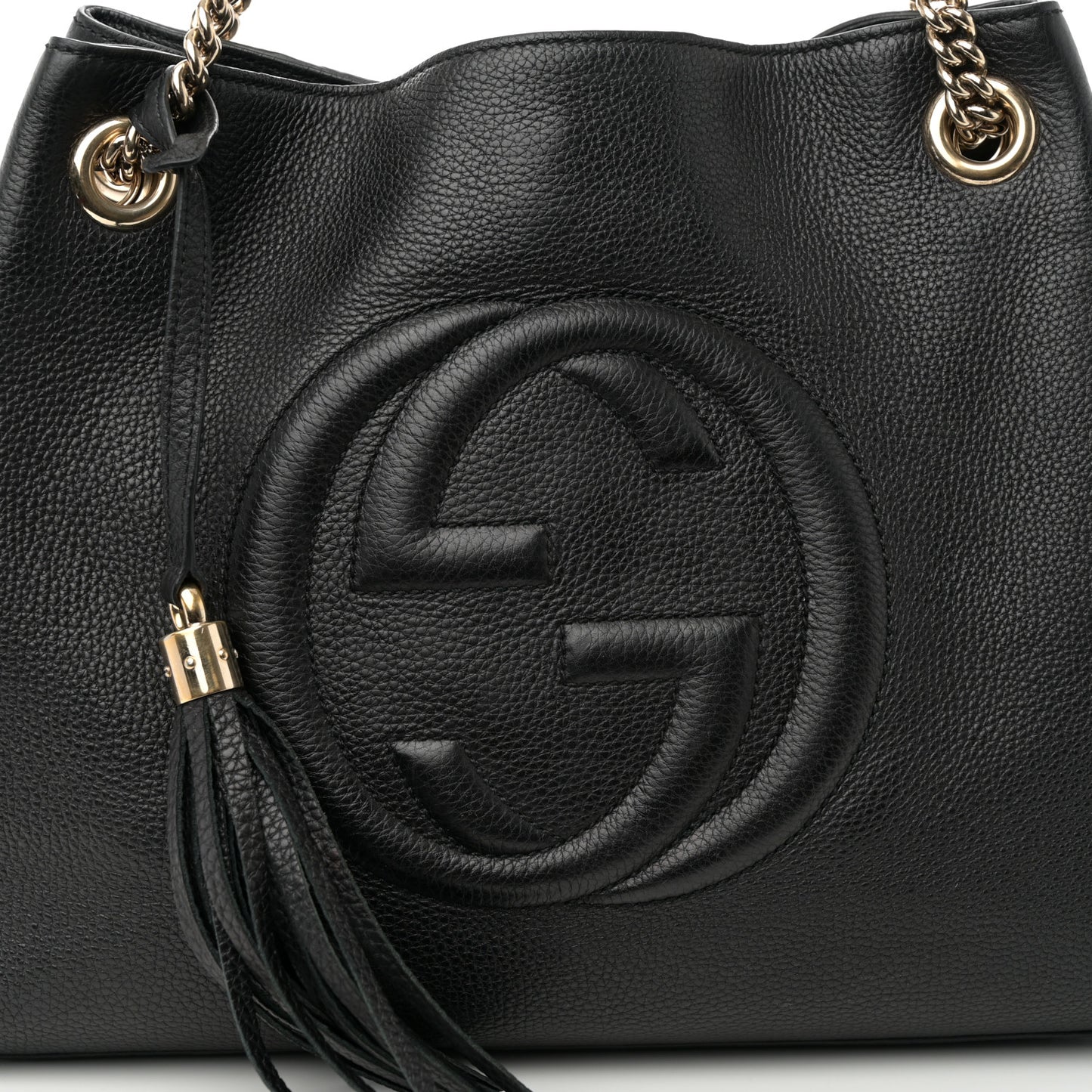 Pebbled Calfskin Medium Soho Chain Shoulder Bag Black