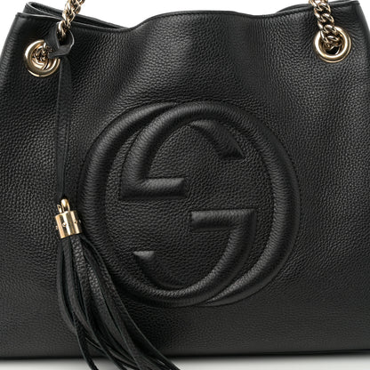 Gucci Pebbled Calfskin Medium Soho Chain Shoulder Bag Black 8 of 10