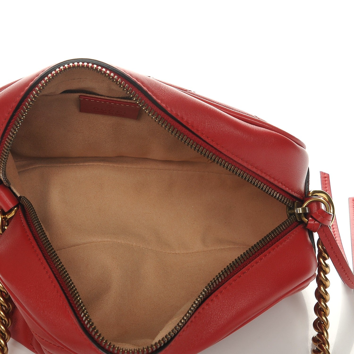 Gucci Calfskin Matelasse Small GG Marmont Chain Shoulder Bag Hibiscus Red 5 of 7