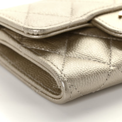 Chanel Metallic Caviar Quilted Flap Card Holder Gold 8 of 11