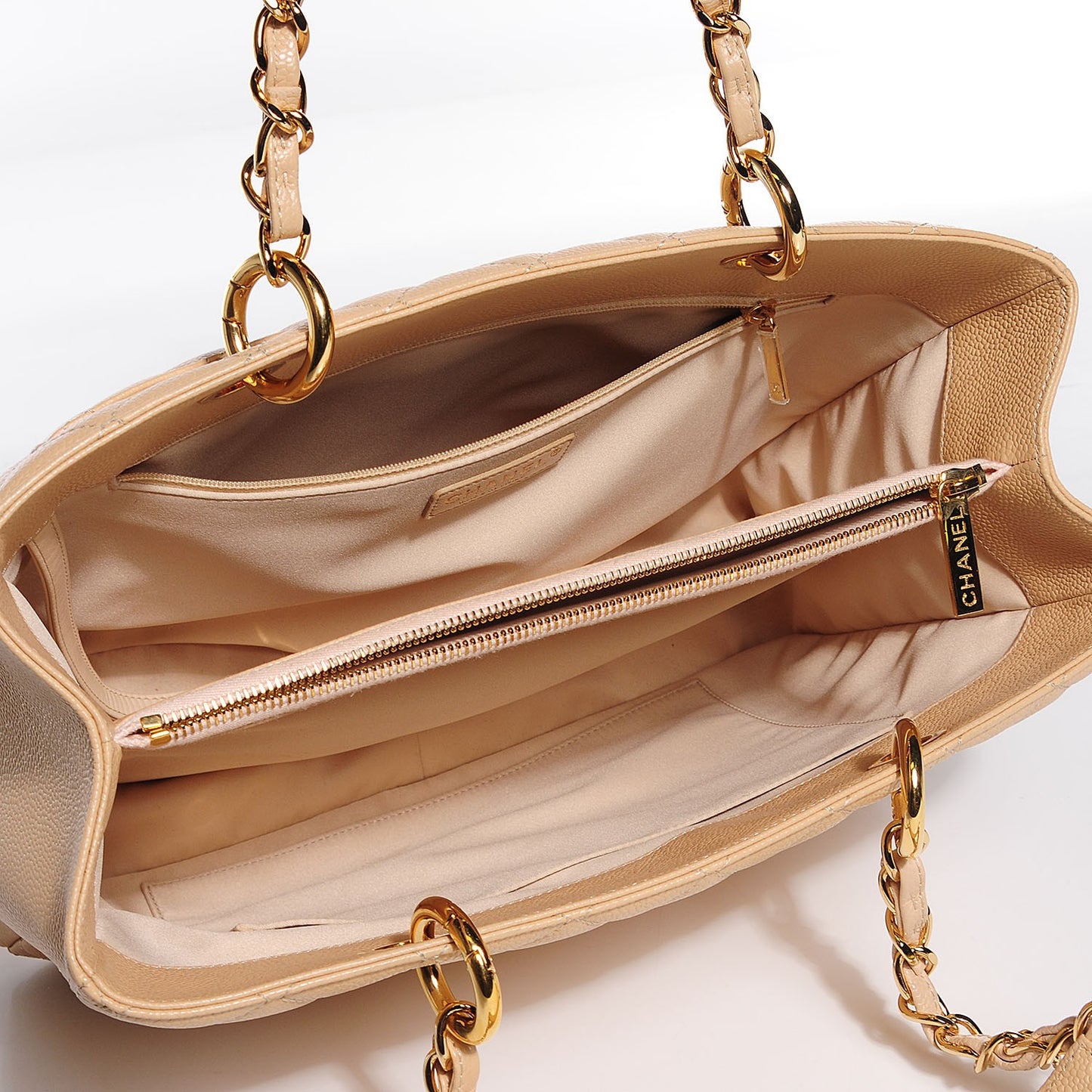 Caviar Quilted Grand Shopping Tote GST Beige Clair