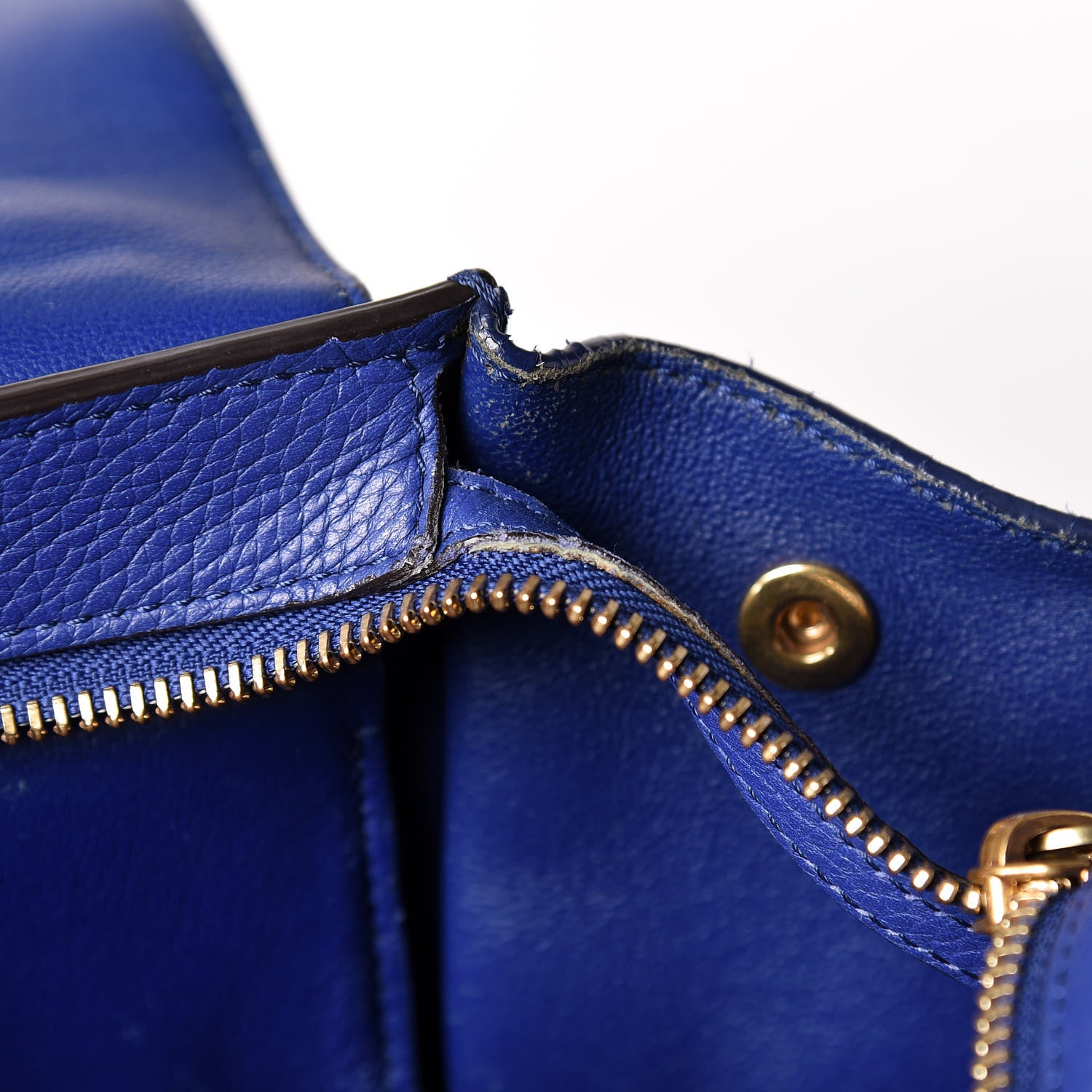 Celine Drummed Calfskin Suede Small Trapeze Indigo 9 of 24