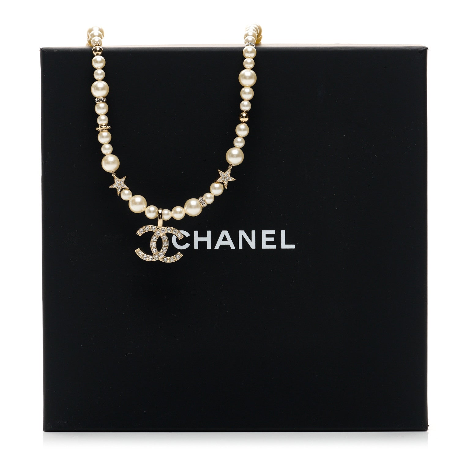 Chanel Pearl Crystal CC Star Choker Necklace Gold 6 of 6