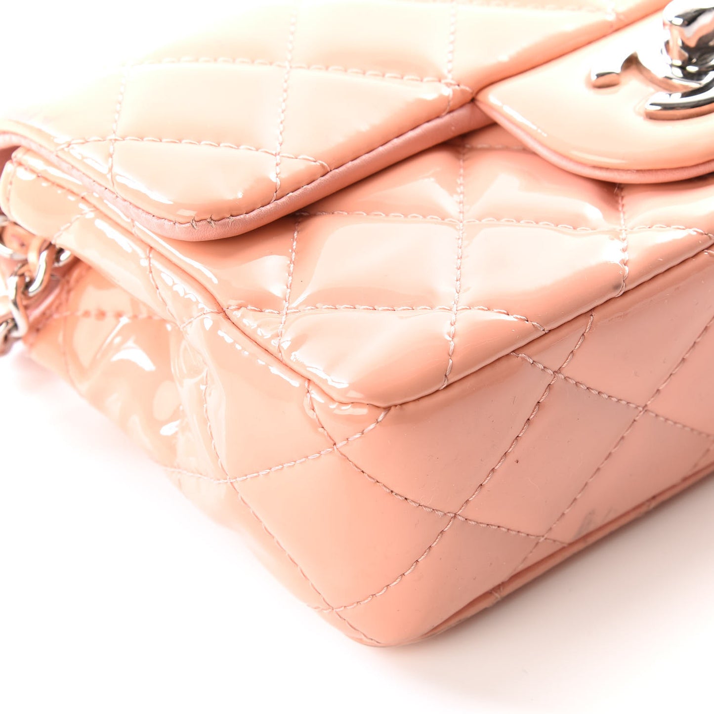 Patent Calfskin Quilted Extra Mini Flap Pink