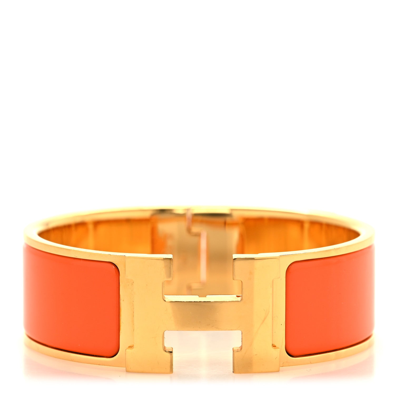 Hermes Enamel Wide Clic Clac H Bracelet GM Orange 1 of 4