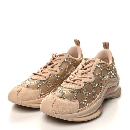 Gucci Tela Retino Mesh Crystal Suede GG Monogram Womens Gucci Run Sneakers 38 Light Powder Skin Rose Silver 3 of 10
