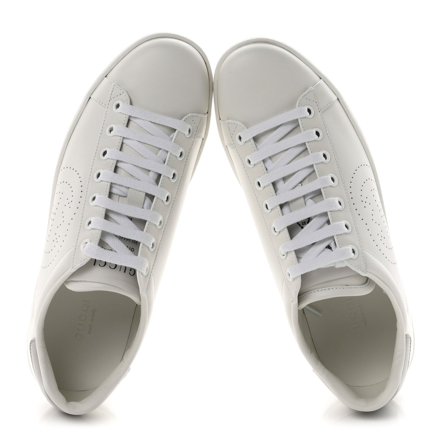 Calfskin Miro Soft Interlocking G Perforated Womens Ace Sneakers 38.5 White Grey Sky