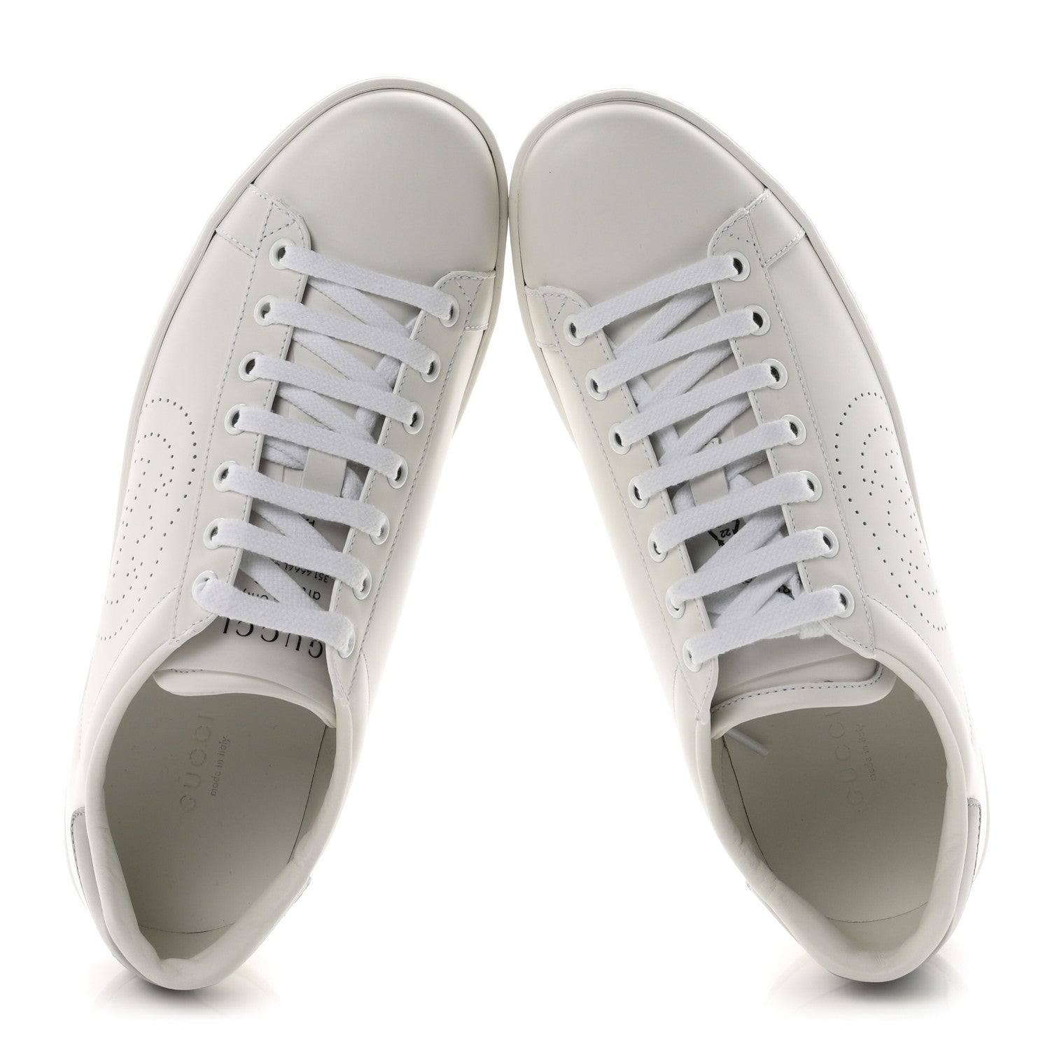 Gucci Calfskin Miro Soft Interlocking G Perforated Womens Ace Sneakers 38.5 White Grey Sky 2 of 11
