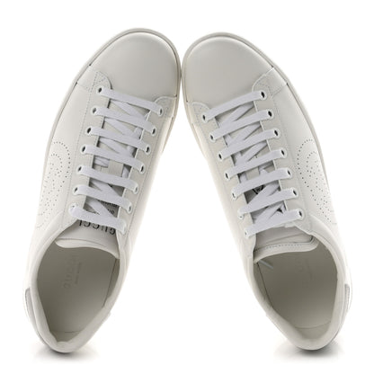 Gucci Calfskin Miro Soft Interlocking G Perforated Womens Ace Sneakers 38.5 White Grey Sky 2 of 11